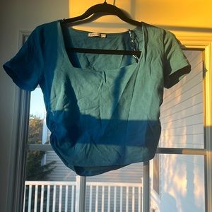Zara blue short sleeve with scrunched side